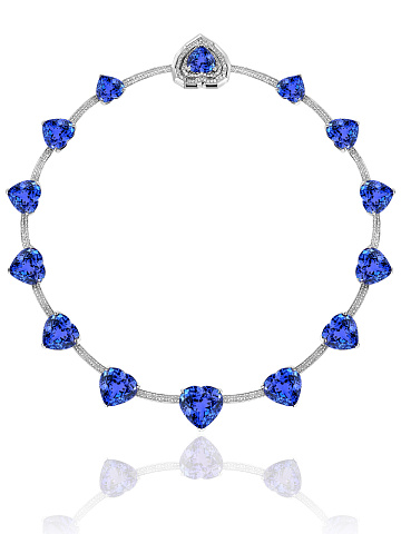 White Gold Tanzanite Diamond Necklace, 2