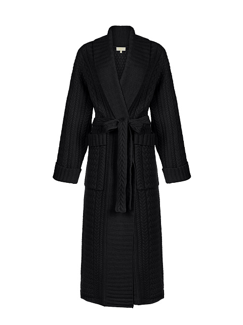 Black Merino Wool & Cashmere Knitted Coat, 1