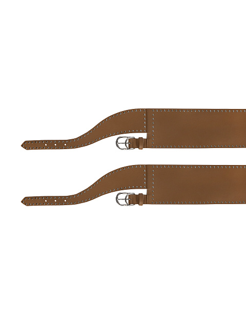 Brown Leather Wide Double Belt, 2