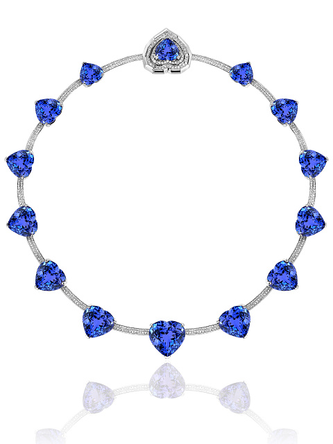 White Gold Tanzanite Diamond Necklace, 2