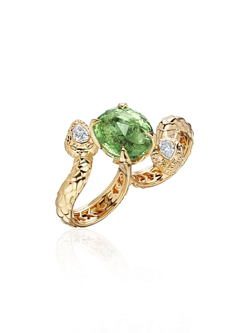 Yellow Gold, Tourmaline & Diamonds Ring, 1
