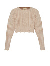 Укороченный бежевый свитер с косами