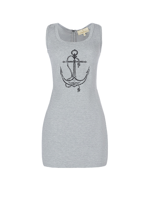 Grey Cotton Anchor Printed Tank Dress, 1 Grey Cotton Anchor Printed Tank Dress, 1