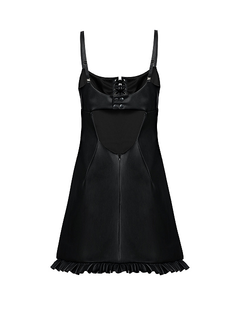 Black Faux Leather Mini Dress, 2