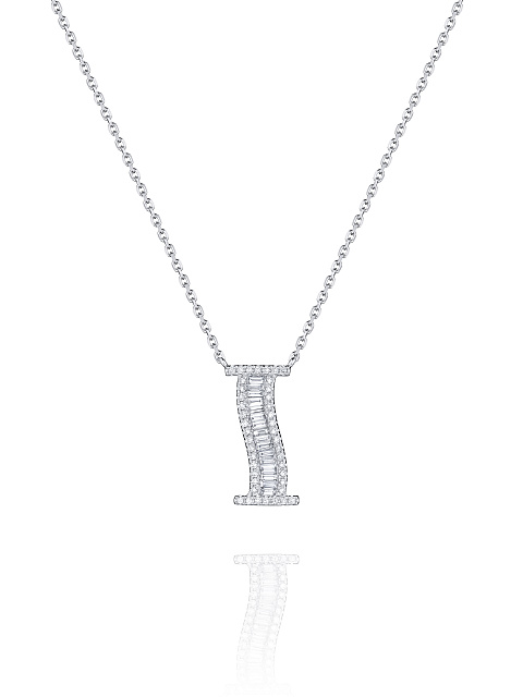 Necklace with an I‑shaped pendant in white gold and diamonds, 1