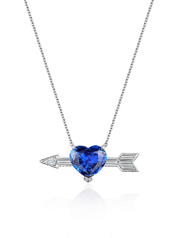 White gold necklace with Royal Blue heart-cut sapphire, 1