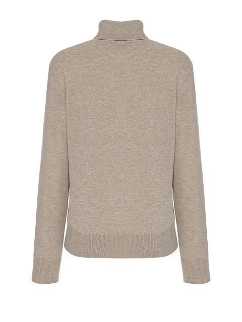 Men's Beige Cashmere Turtleneck Sweater, 2