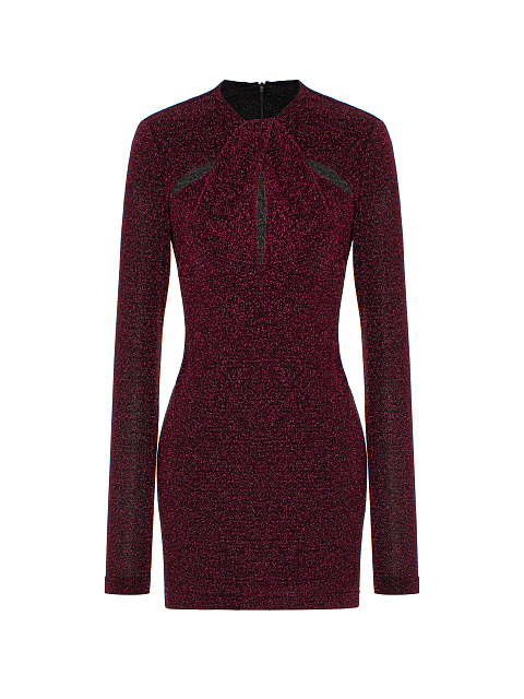 Bordeaux Lurex Mini Dress, 1