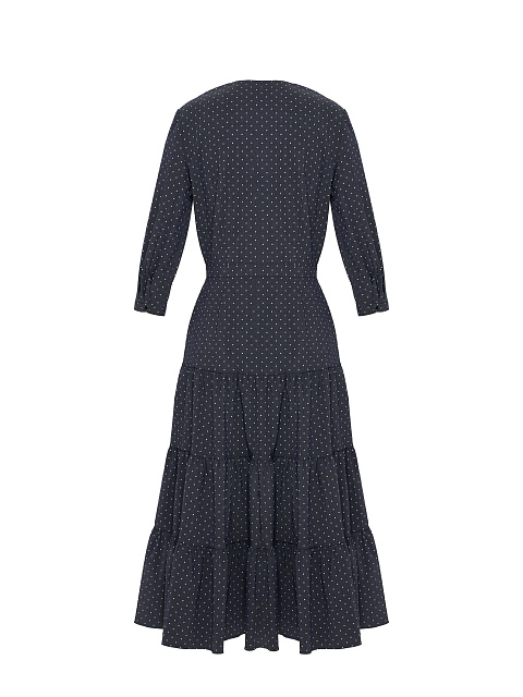 Navy Blue Polka Dot Printed Midi Dress, 2
