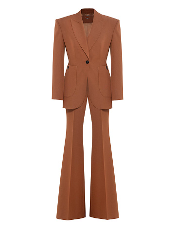 Brown three-piece suit with flared trousers, 1