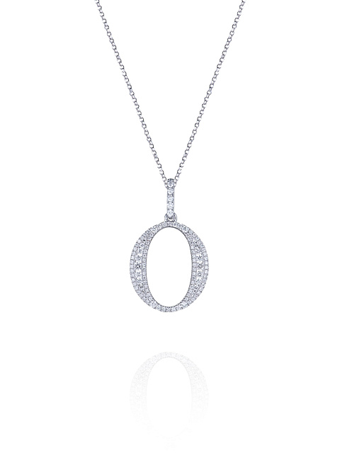 White gold necklace with an O-shaped diamond pendant, 1