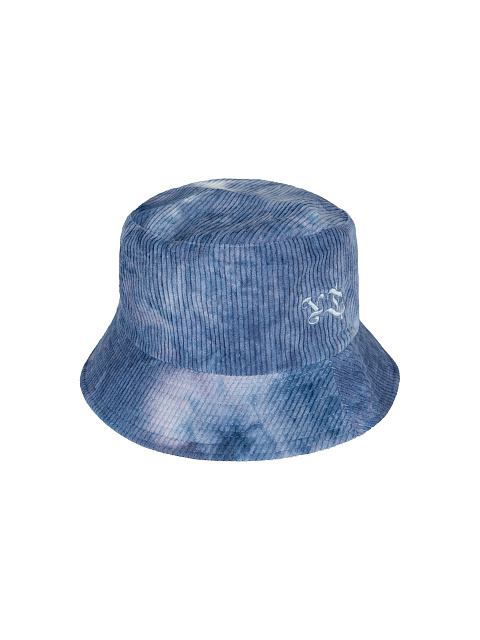 Blue Tie-dye & Light Blue Embroidery Corduroy Bucket Hat, 1