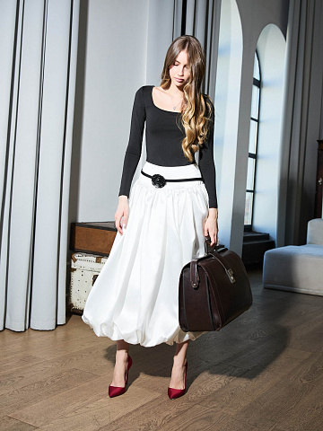 White Taffeta Midi Skirt, 2