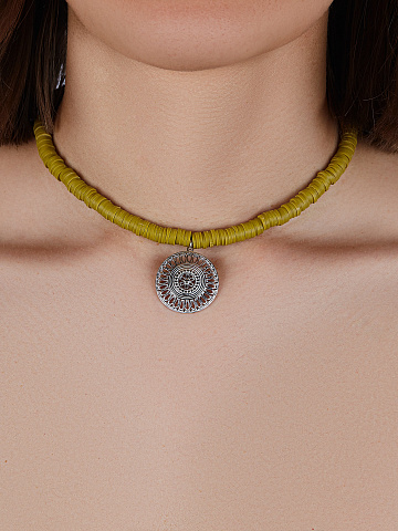 Khaki Rubber & Silver Choker , 2