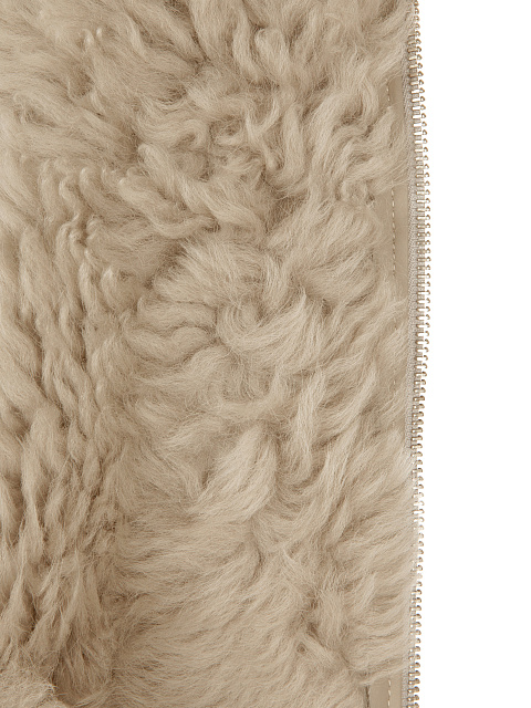 Beige Embroidered Shearling Vest, 5