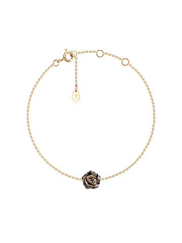 Bracelet made of yellow gold with a rose of black carved mother-of-pearl, 1