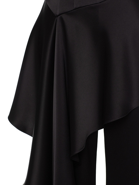Black Silk Trousers With Asymmetrical Flounce, 7