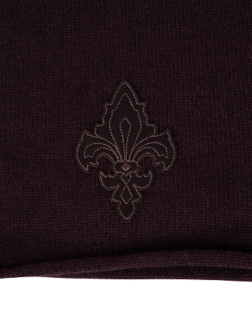 Purple Fleur De Luce Embroidered Cashmere Beanie, 2
