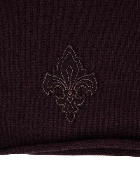 Purple Fleur De Luce Embroidered Cashmere Beanie, 2