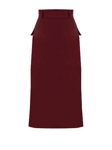 Burgundy Midi Skirt With Pockets, 2