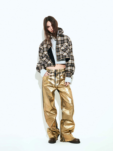 Golden Plated Straight Leg Jeans, 2