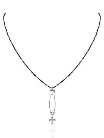 Cubic Zirkonia & Silver "Safety Pin" Necklace, 1