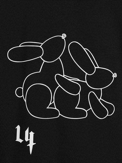 White Back Printed Black Cotton Hoodie, 3