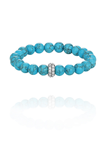 Round Cubic Zirconia & Turquoise & Silver Bracelet, 1