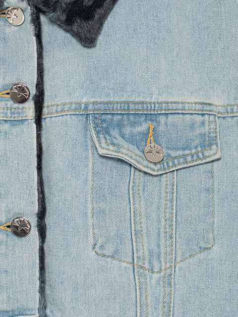 Light Blue Denim & Astrakhan Fur Jacket, 3