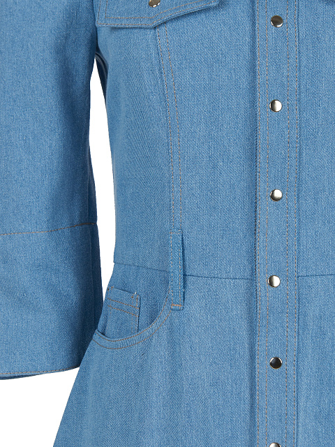 Blue Denim Midi Dress, 3