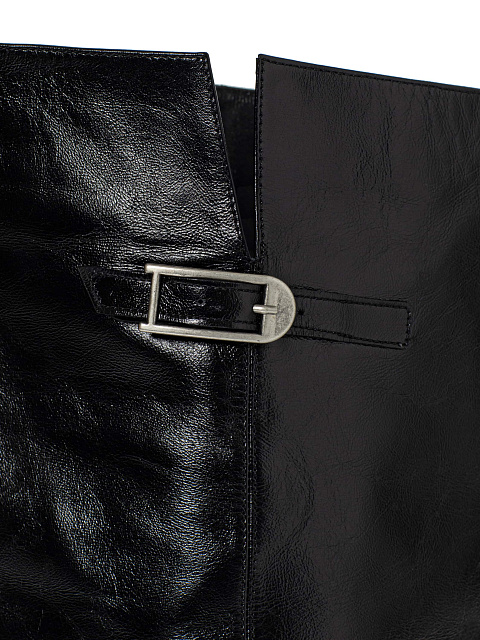 Black leather over-the-knee boots, 8