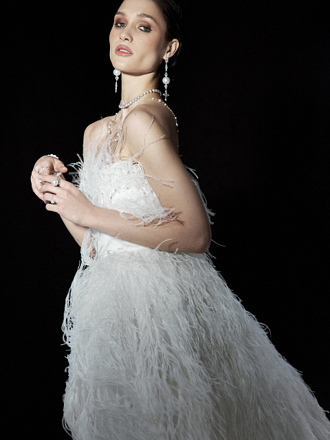 White Feather Tulle Dress, 8