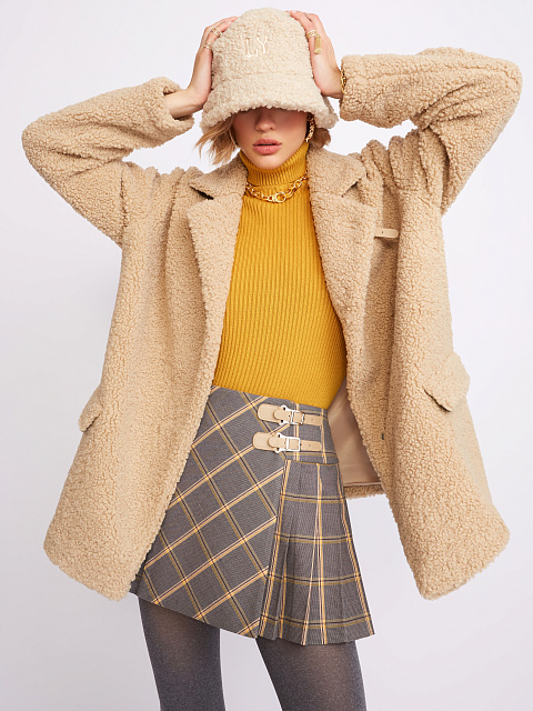 Grey & Beige Checked Mini Skirt, 4