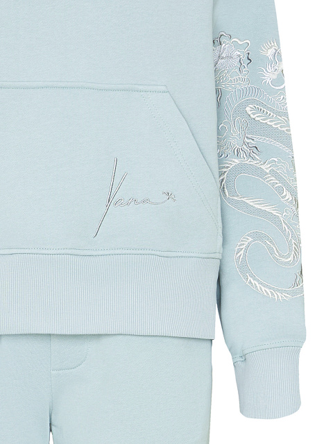 Dragons Embroidered Light Blue Jersey Suit, 3 Dragons Embroidered Light Blue Jersey Suit, 3