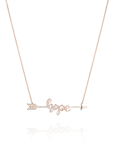 "hope" pendant necklace in rose gold and diamonds, 1
