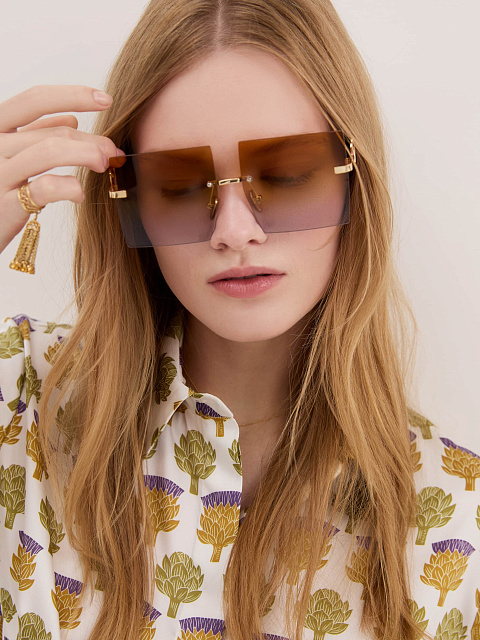 Brown & Grey Gradient Square Sunglasses, 5