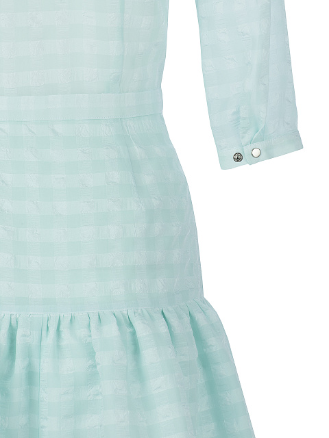 Turquoise Checked Mini Dress , 4
