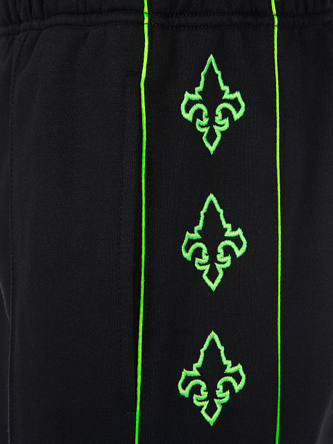 Black & Green Lily Embroidered Jersey Suit, 5