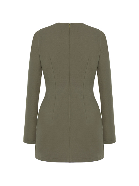 Khaki Mini Dress With Slits, 2