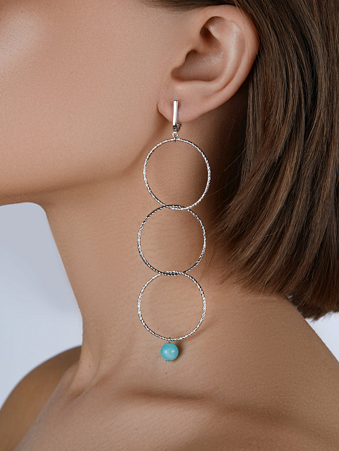 Silver & Amazonite Beads Earrings, 3