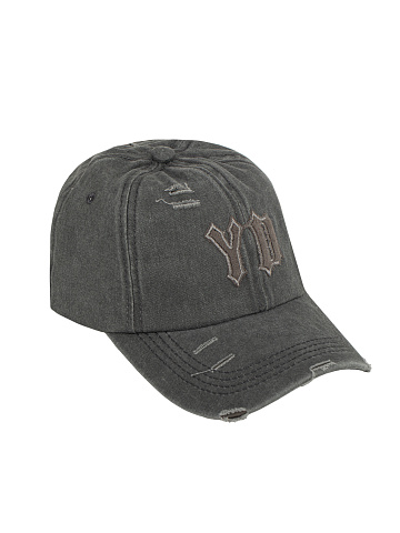 Grey Denim & Suede "YD" Cap, 1