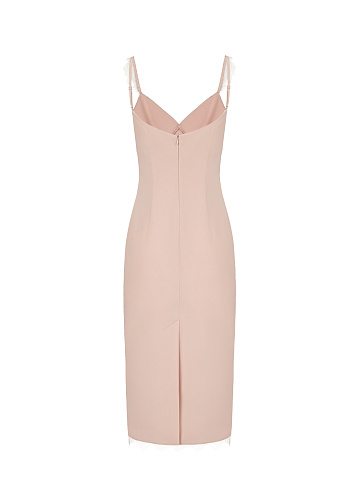 Pink Lace Trimmed Midi Dress, 2