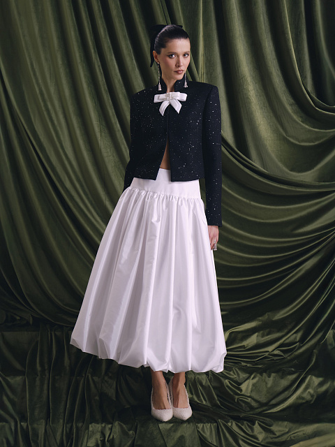 White Taffeta Midi Skirt, 5