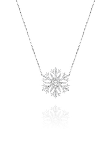 White Gold & Diamond Snowflake Necklace, 1