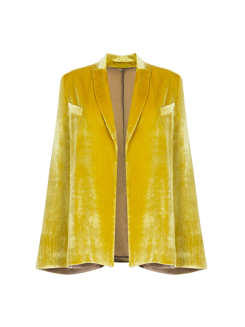Swarovski Embellished Mustard Velvet Cape Jacket, 1
