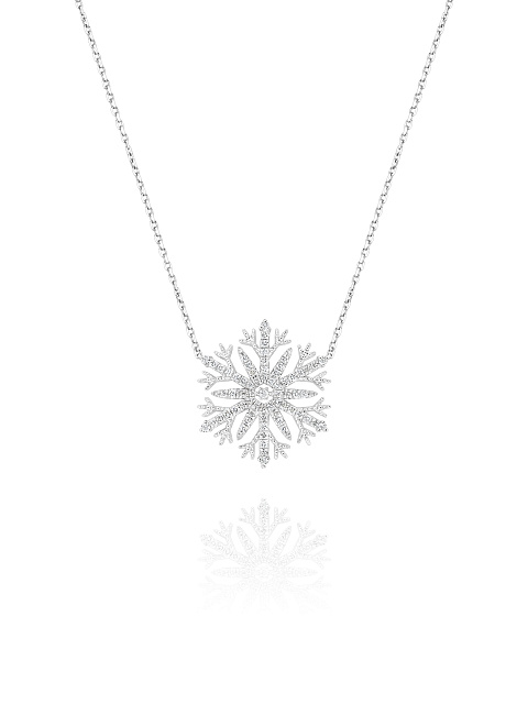 White Gold & Diamond Snowflake Necklace, 1
