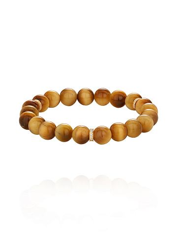 Bead Tiger Eye, Round Topaz & Gold Bracelet, 1