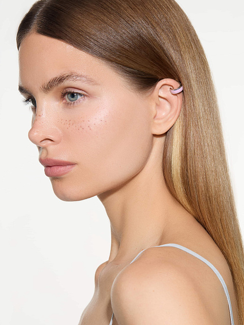 Wide white gold ear cuff with Sakura enamel, 3 Wide white gold ear cuff with Sakura enamel, 3