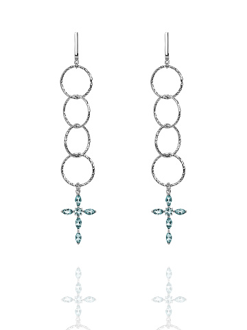 Silver & Topaz Sky Cross Earrings, 1
