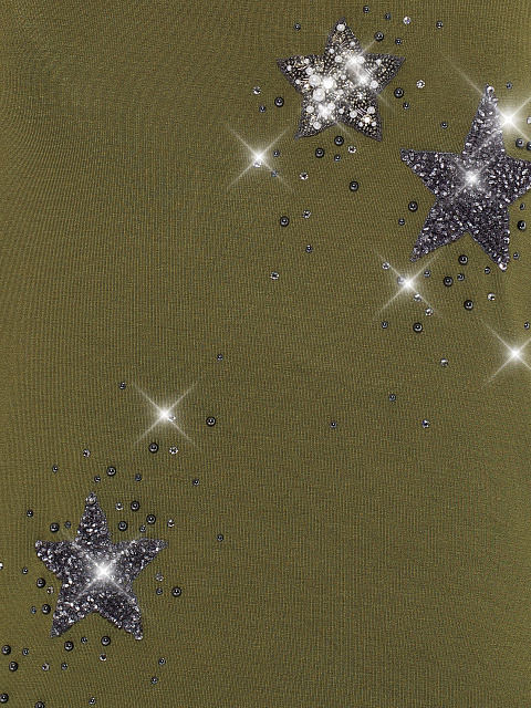 Green Rhinestones Jersey Tank Top, 3